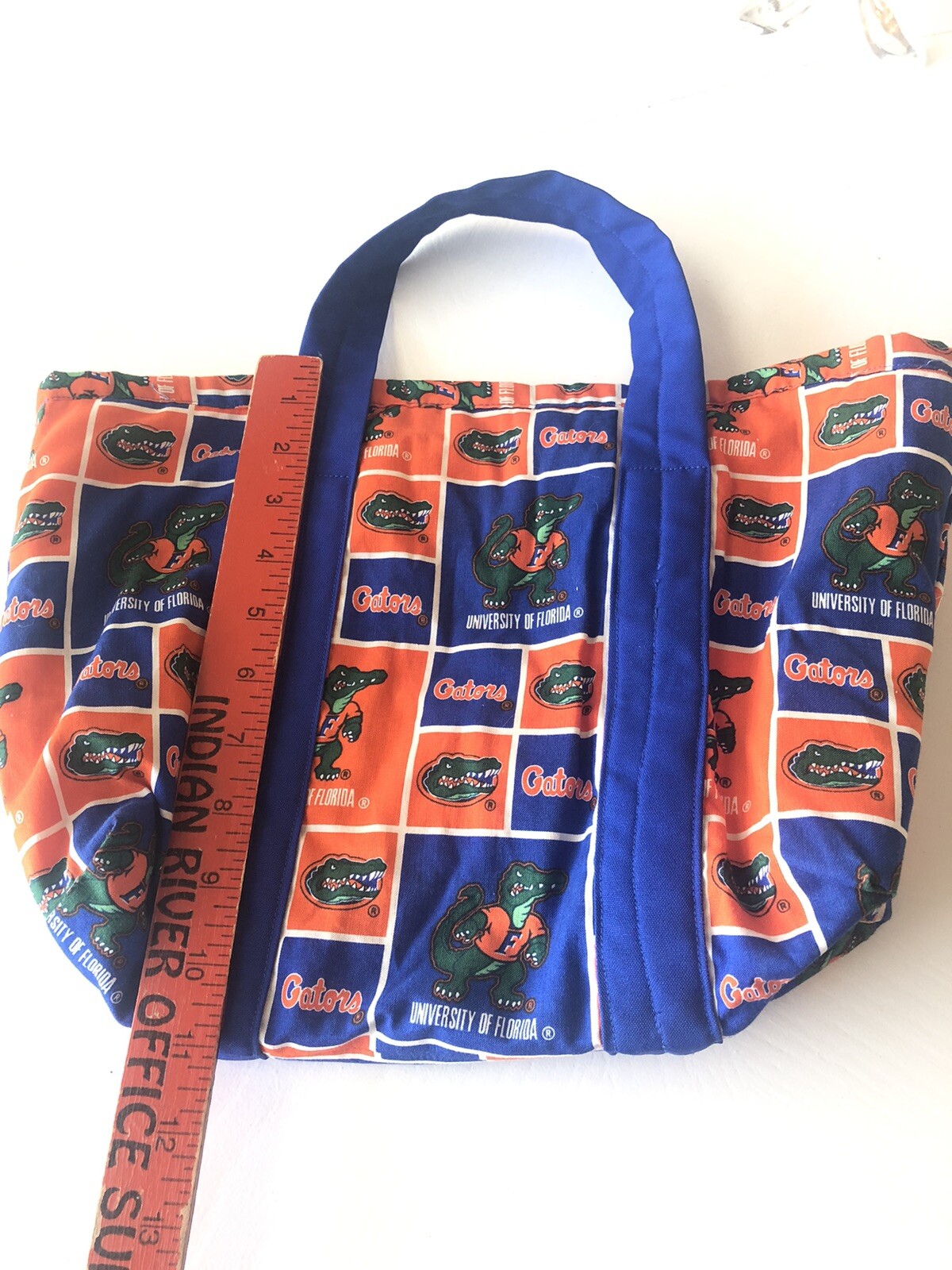 Vintage UF Florida Gators Patchwork Cloth Tote Bag With Orange Lining NICE!