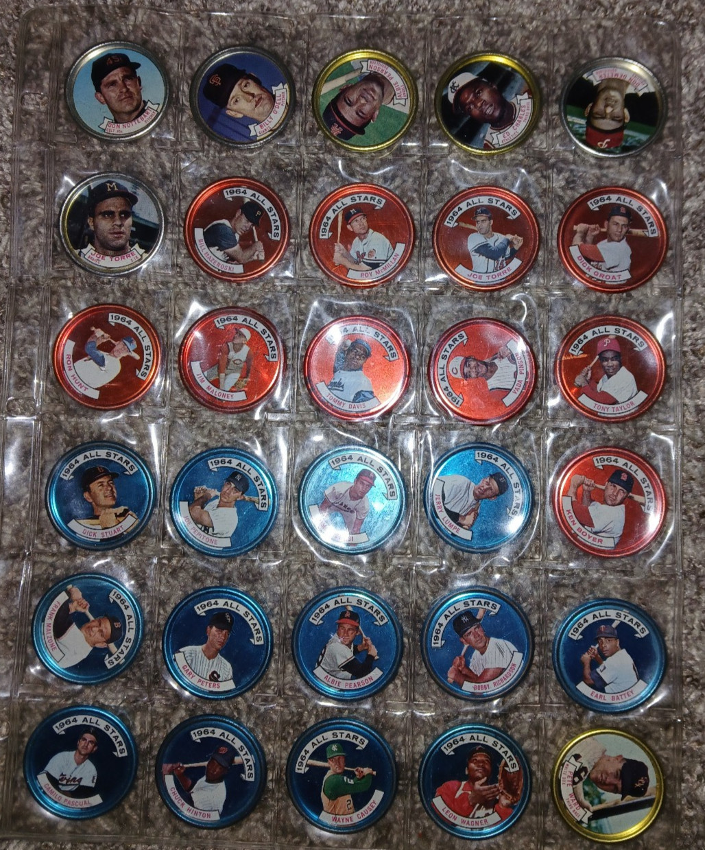 Topps Baseball Card Wax Pack Insert Coins 1964 you pick 90 different