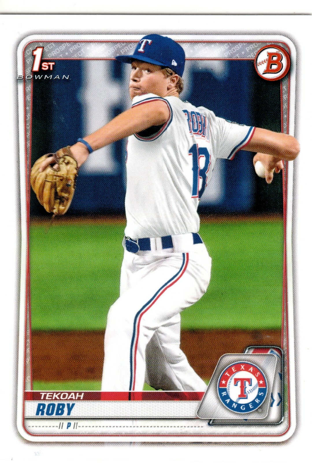 Tekoah Roby Texas Rangers 2020 Bowman Draft 1st Bowman