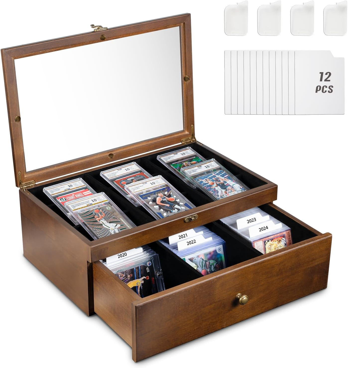 Trading Card Storage Box, Graded Card Display Case with Clear Window
