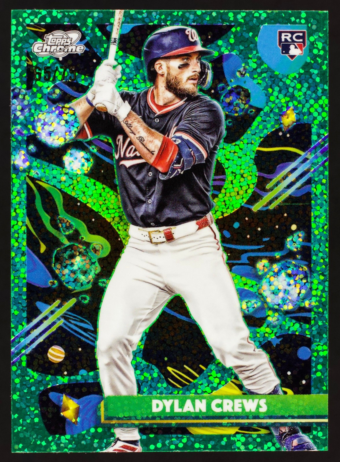 2025 Topps Cosmic Chrome Dylan Crews #194 Green Space Dust Refractor /75 (RC)