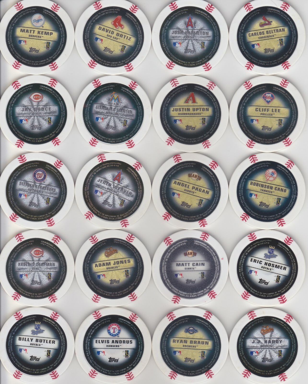 2013 Topps MLB Chipz – Glow in the Dark Poker Chips – You Pick Your Chipz