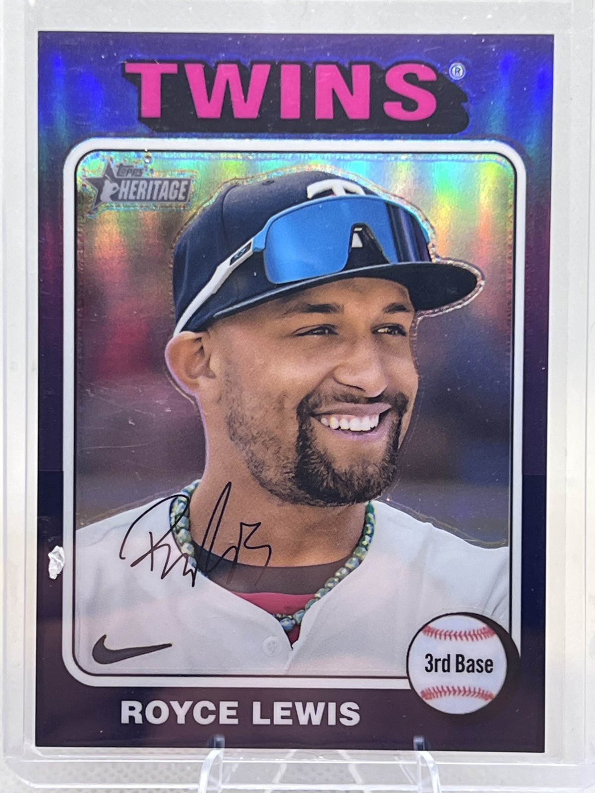 2024 Topps Heritage High Number – Royce Lewis #577 Chrome Purple Refractor
