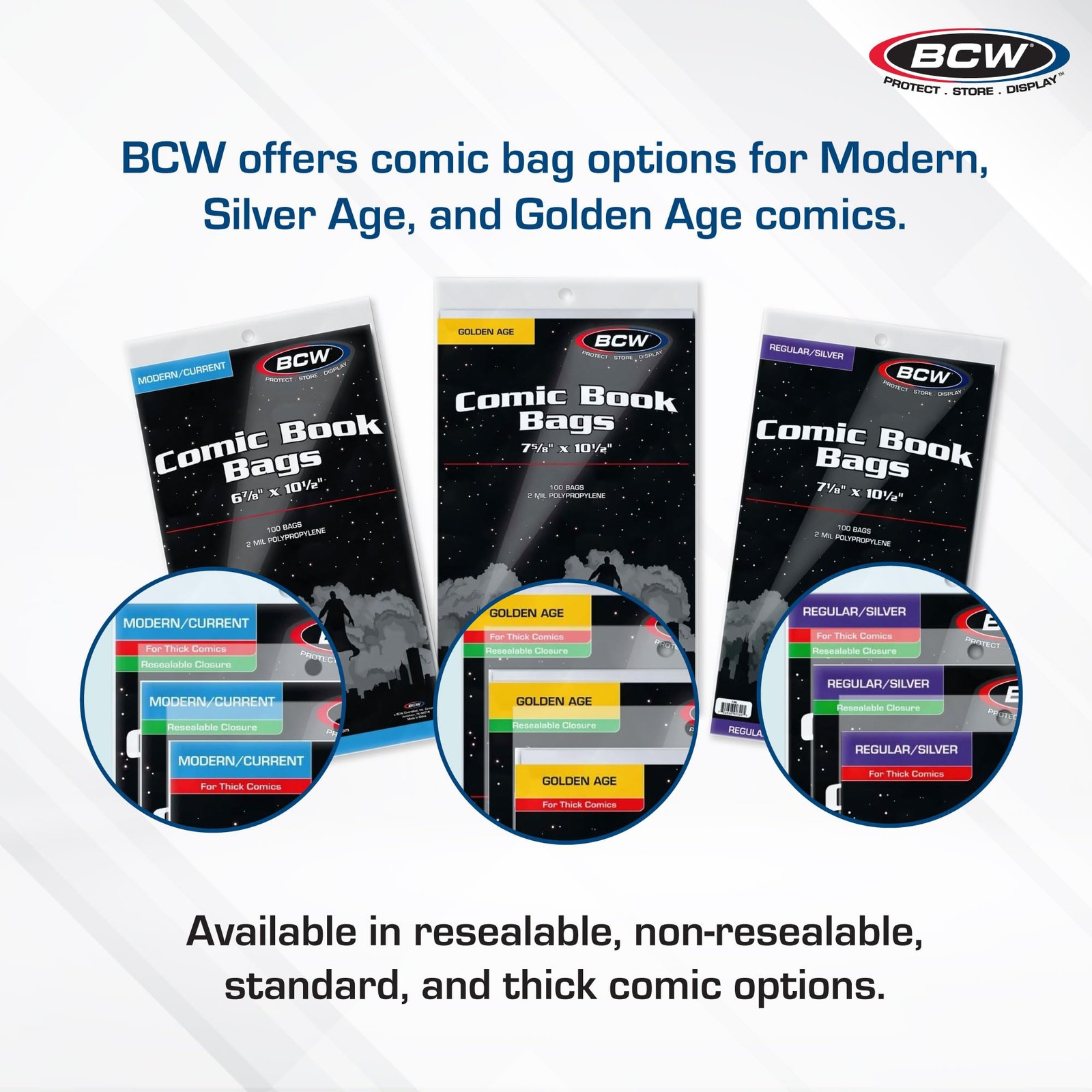 Resealable Thick Silver Age Comic Bags – 100 ct | Archival Quality, Acid-Free…