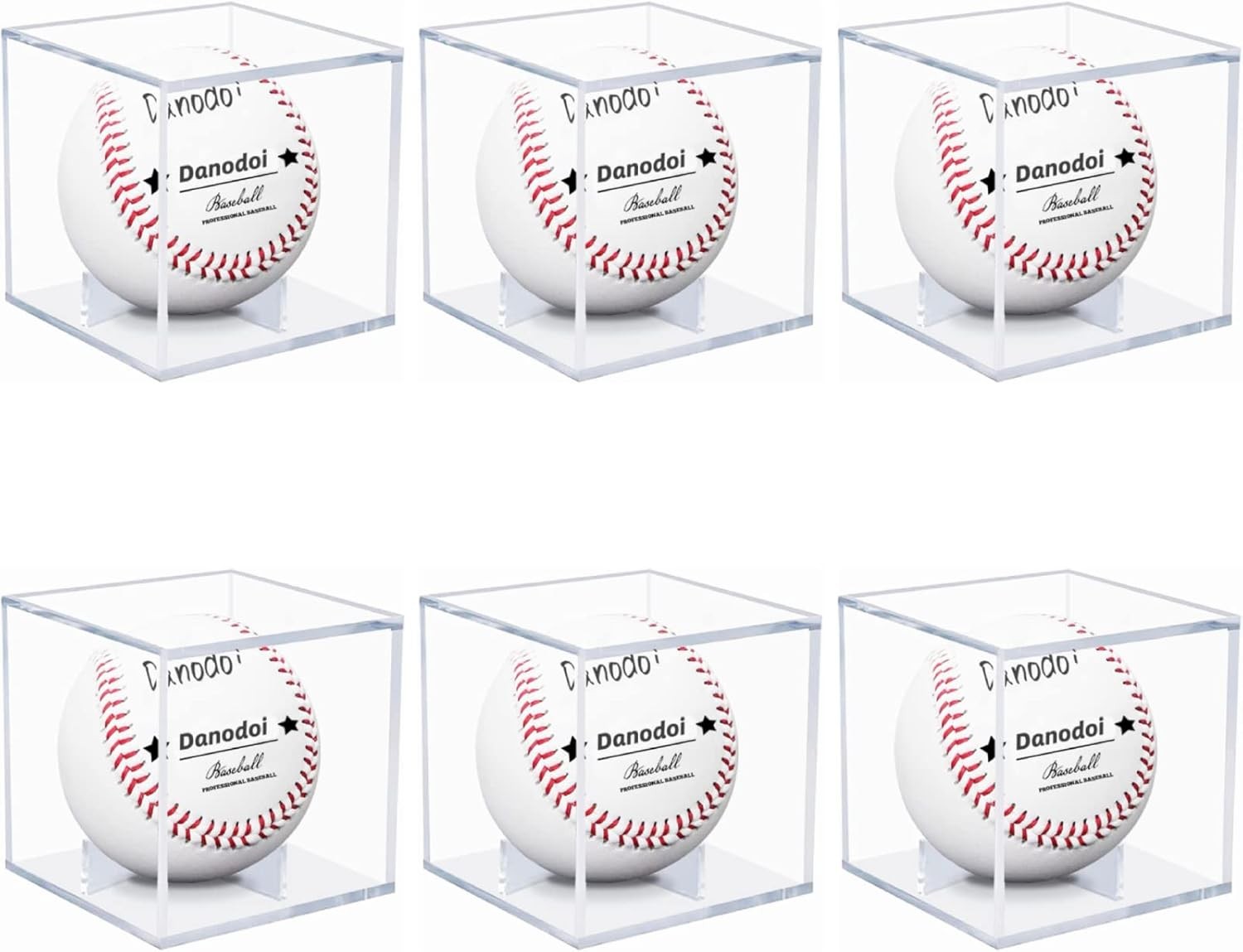 Danodoi Baseball Display Case UV Protected Acrylic Clear Baseball Holder Square