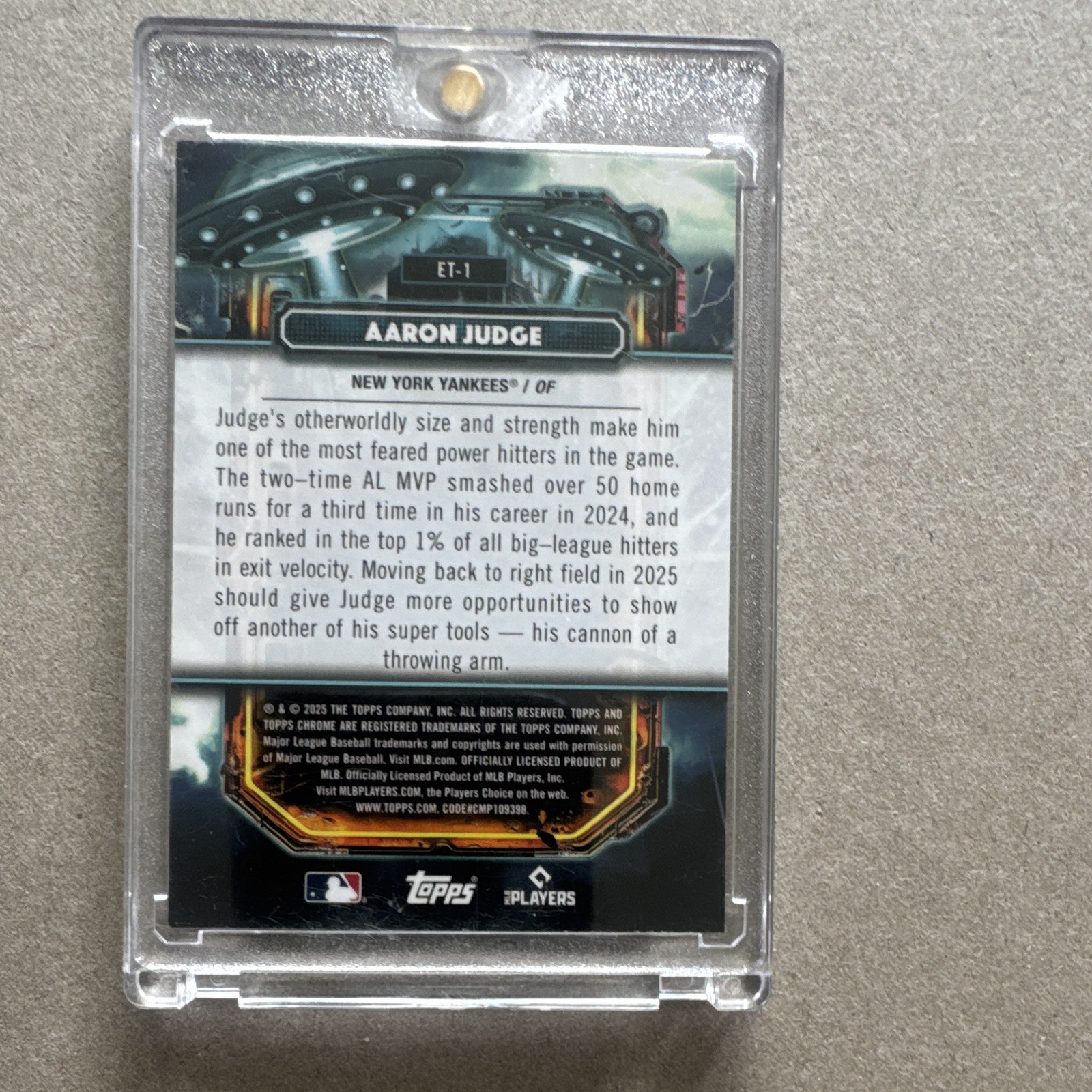 Topps 2025 Cosmic Chrome Extraterrestrial Talent ET-1 Aaron Judge Yankees