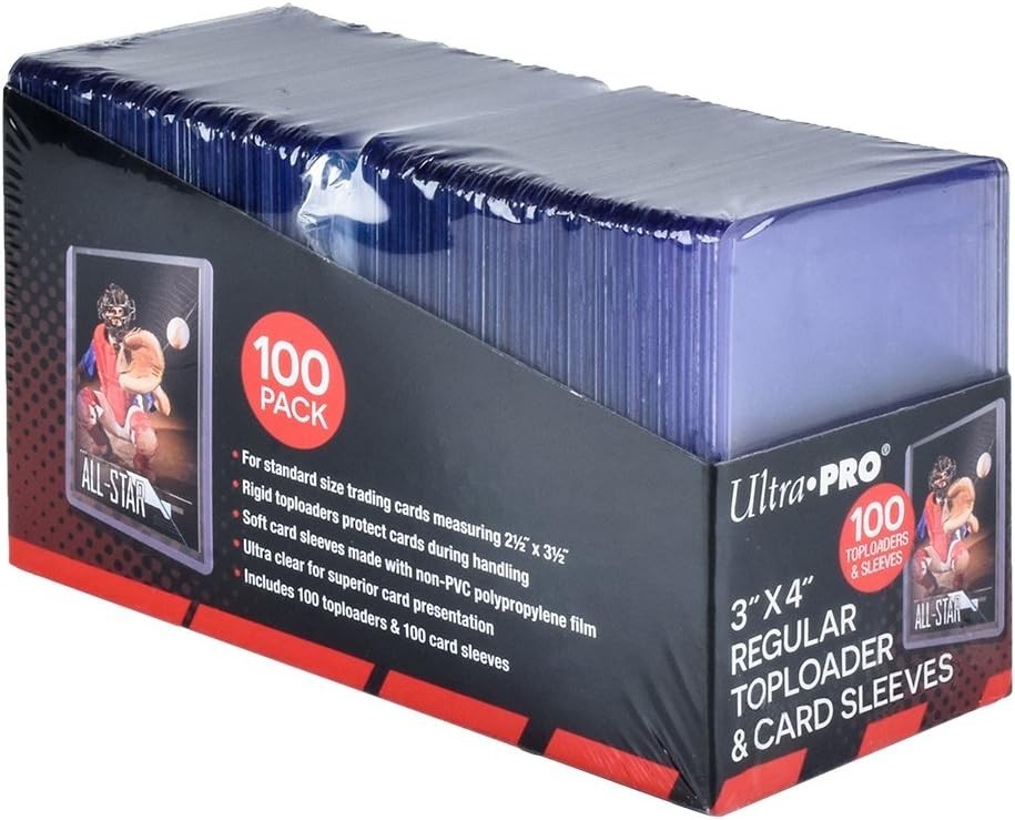 200 Piece Clear Regular Toploaders & Acid-Free Sleeves for Trading Cards – 35pt