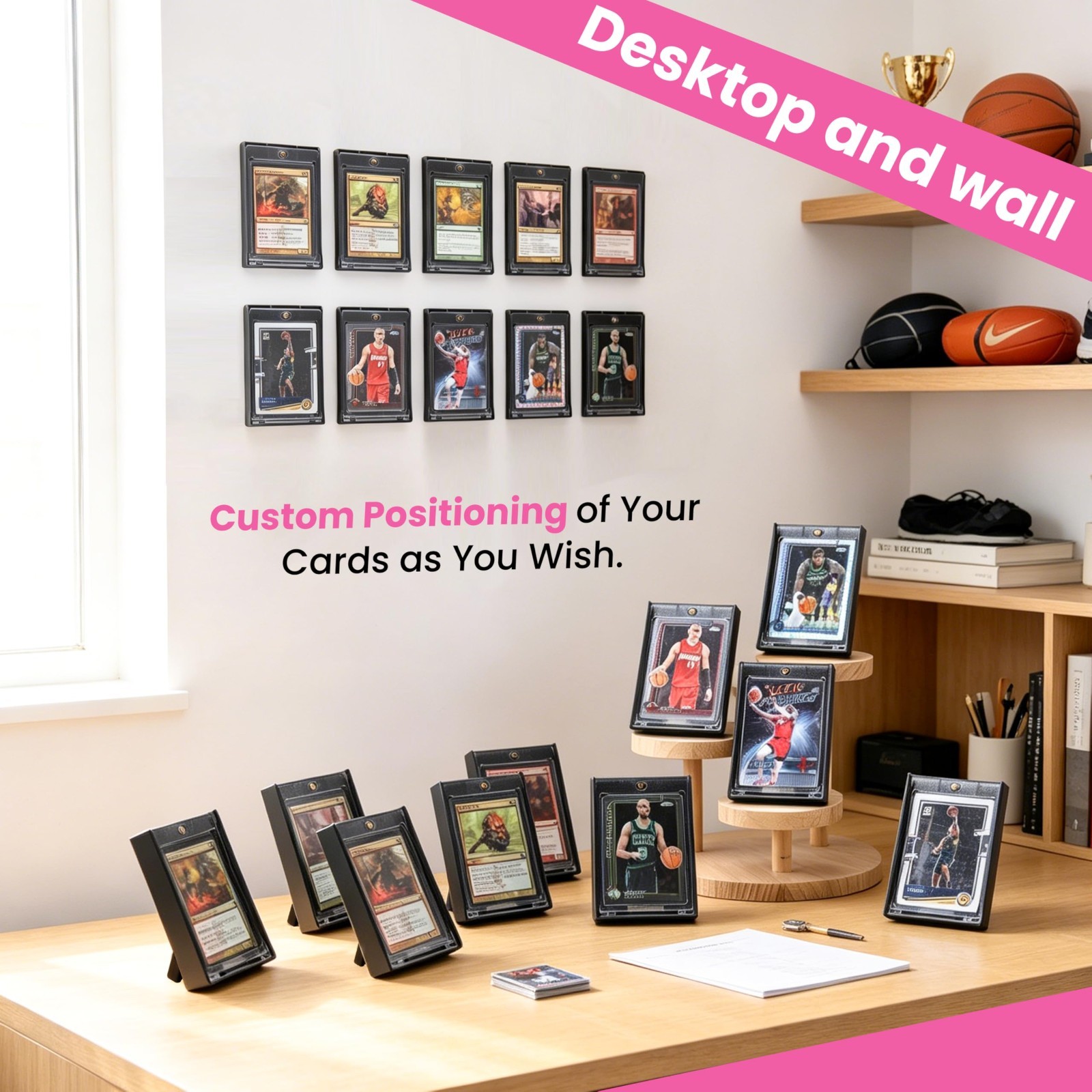 10 Pcs Magnetic Card Display Case – Wall Mount & Tabletop Stand for Trading Card