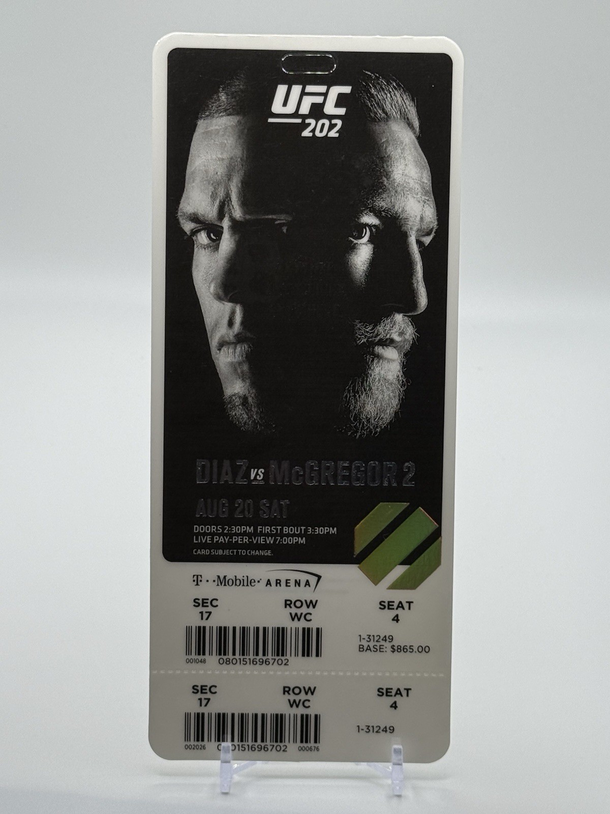 UFC 202 – August 2016 – CONOR McGREGOR vs NATE DIAZ 2 Full Ticket Stub