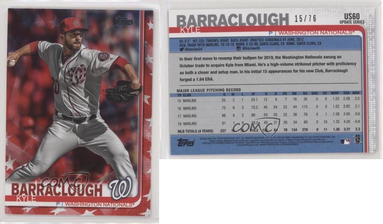 2019 Topps Update Independence Day 15/76 Kyle Barraclough #US60 0w8