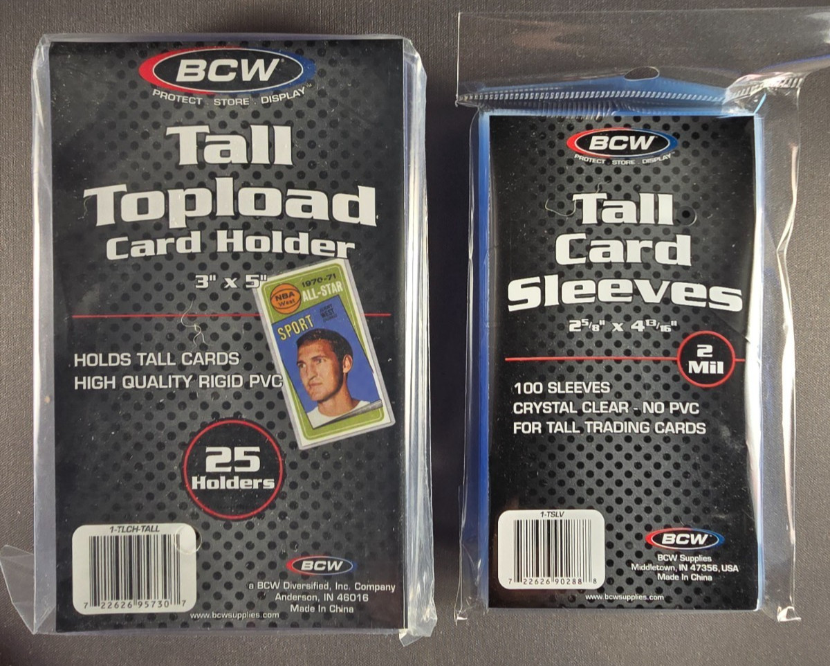 25x (1 pack) BCW 3″ x 5″ Tall Boy Topload Card Holders Toploaders w/ 100 Sleeves