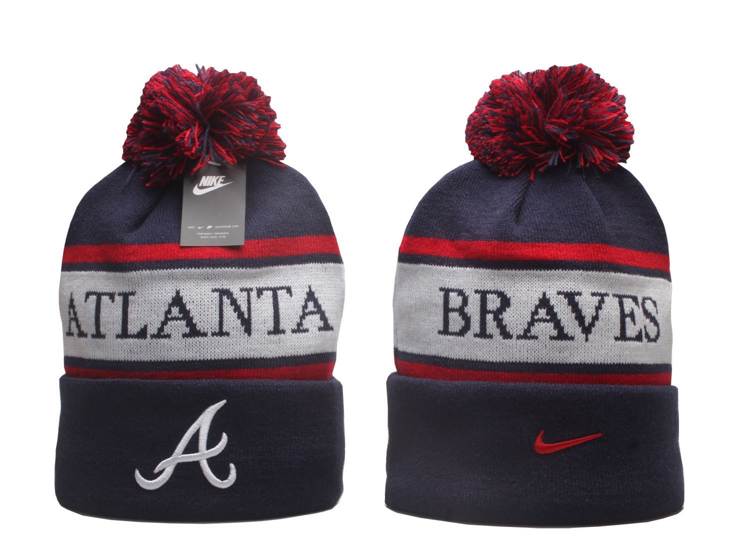 Unisex Adult Baseball Cuffed Knit Hat Fleece lined With Pom 24A