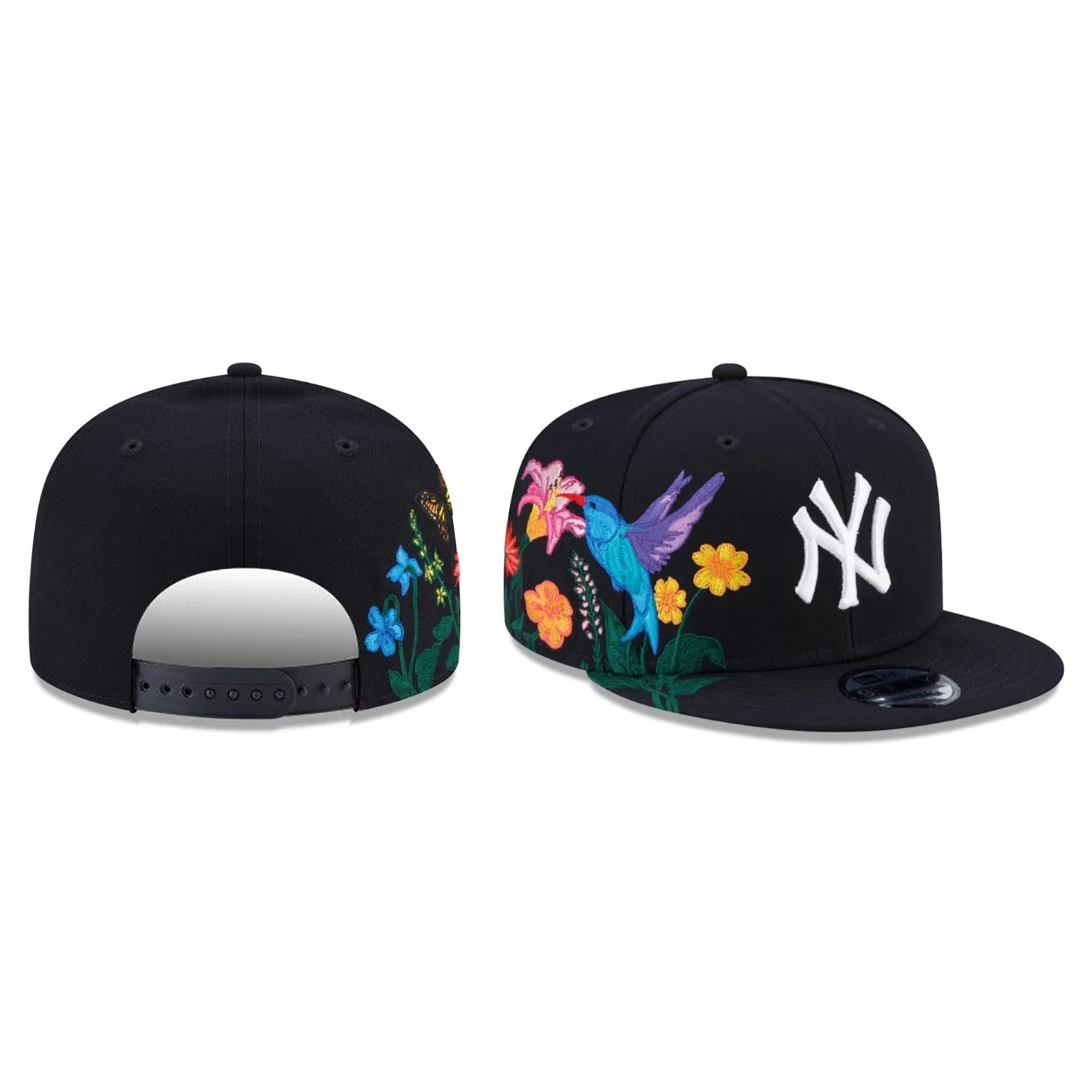 New Era 9FIFTY NY Yankees Navy Snapback Hat Hummingbird Floral Embroidery Cap
