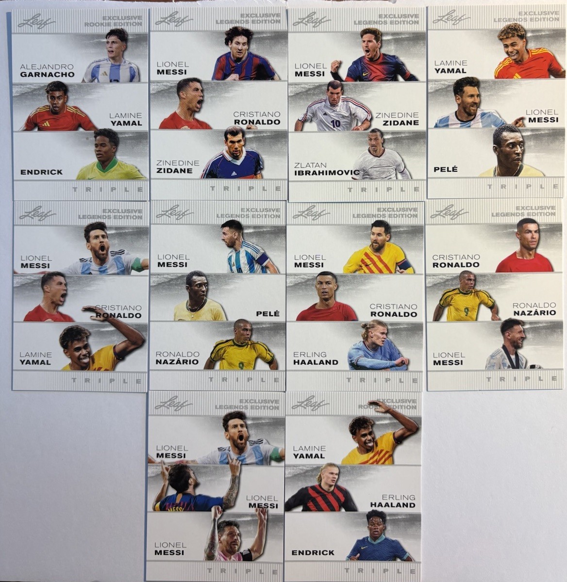 Messi *Pele*Ronaldo Yamal 2024 “Special Release” Triples Lot (10) Soccer Cards