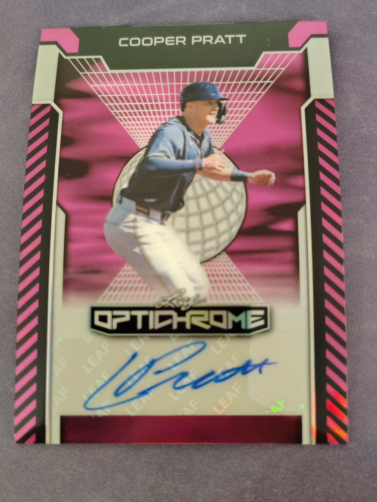 Cooper Pratt 2025 Leaf Optichrome True Pink /8 Auto SSP Brewers Autograph