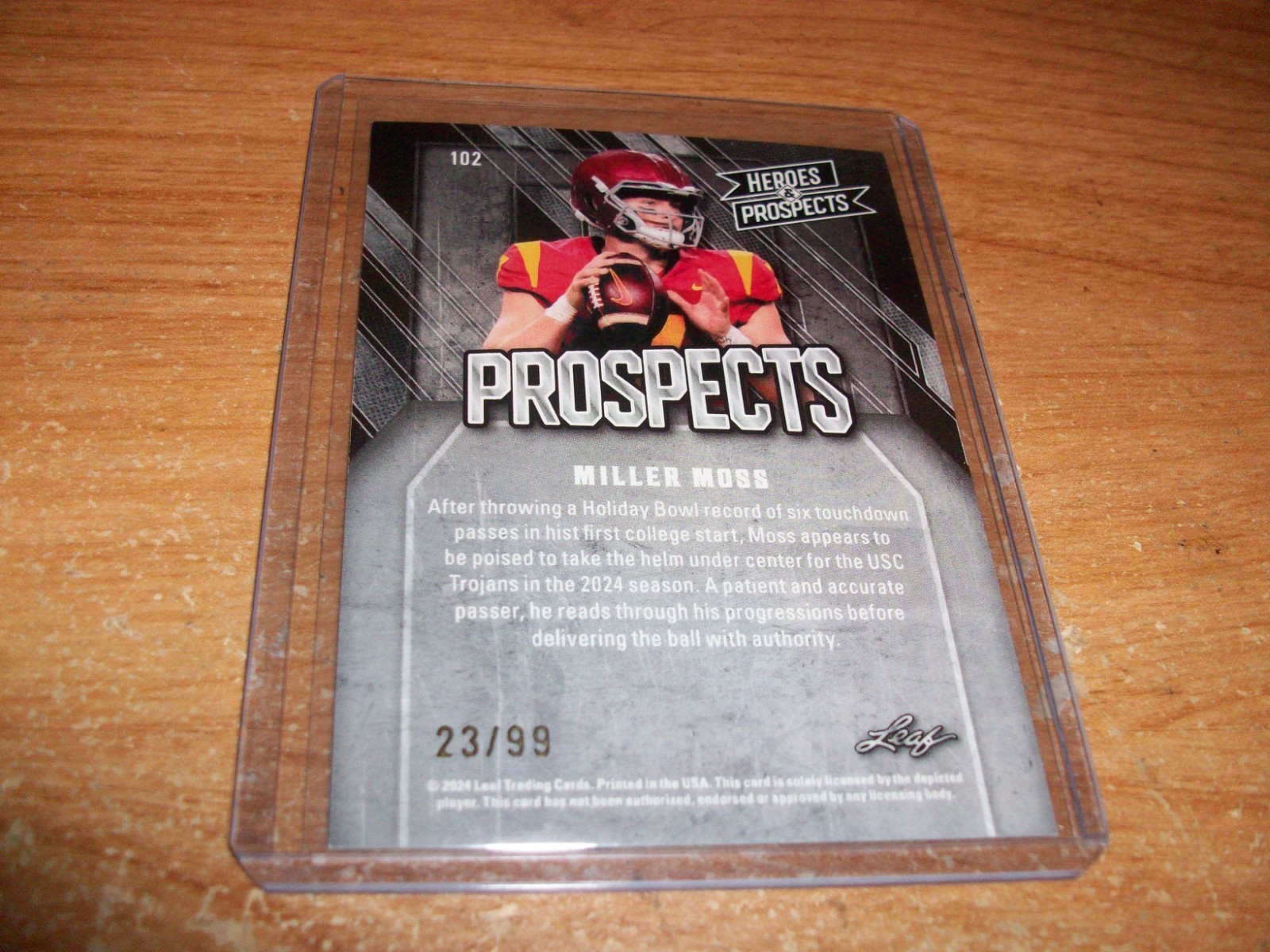 2024 Leaf Blue Heroes & Prospects Football Miller Moss Non-Auto Card 23/99