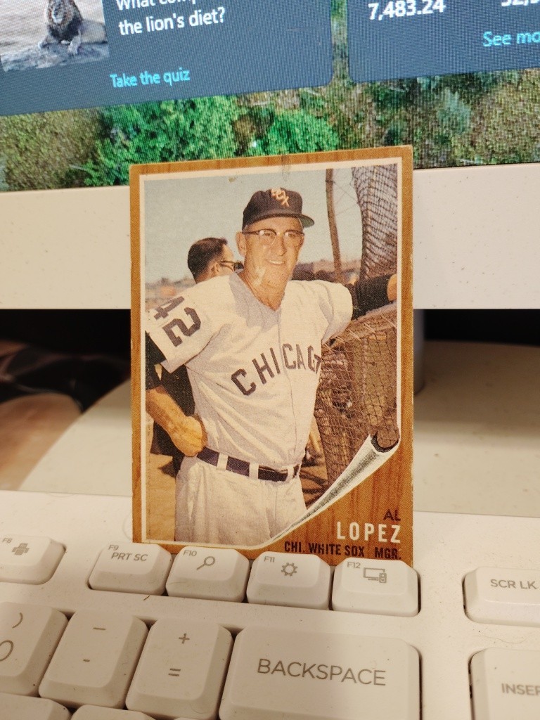 1962 TOPPS MLB AL LOPEZ #286 white Sox Actual Shipping $, & More To Be Had