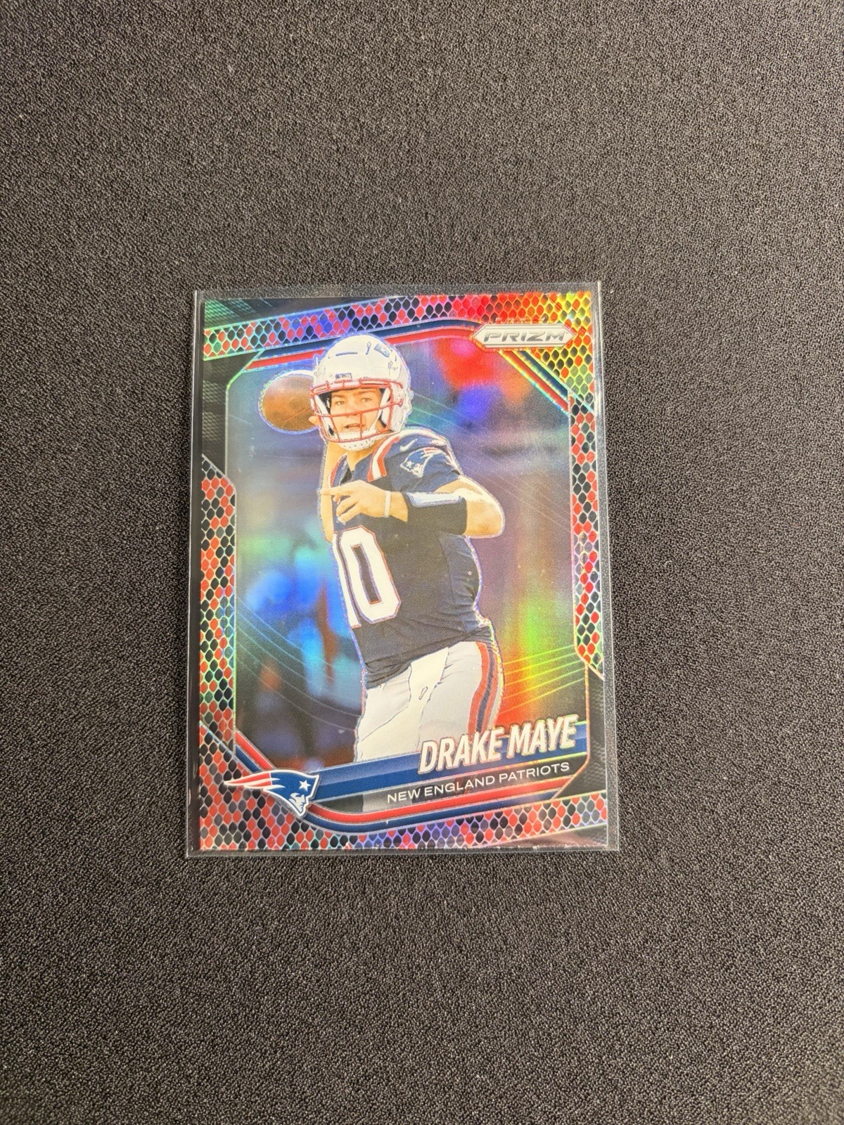 2025 Panini Prizm Drake Maye Snakeskin Red Black #165
