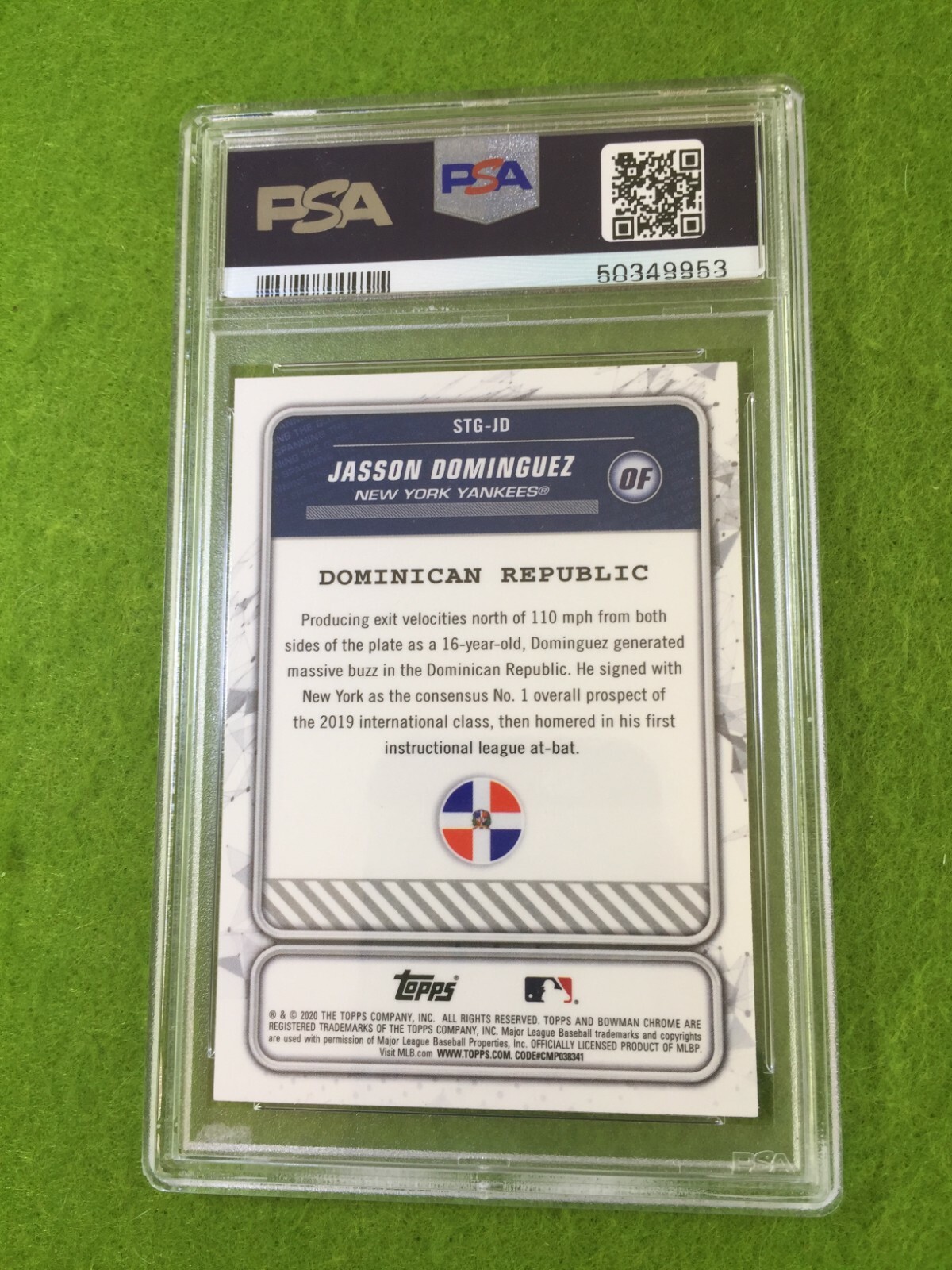 JASSON DOMINGUEZ BOWMAN CHROME PSA 9 PRIZM ROOKIE CARD YANKEES 2020 Topps Chrome