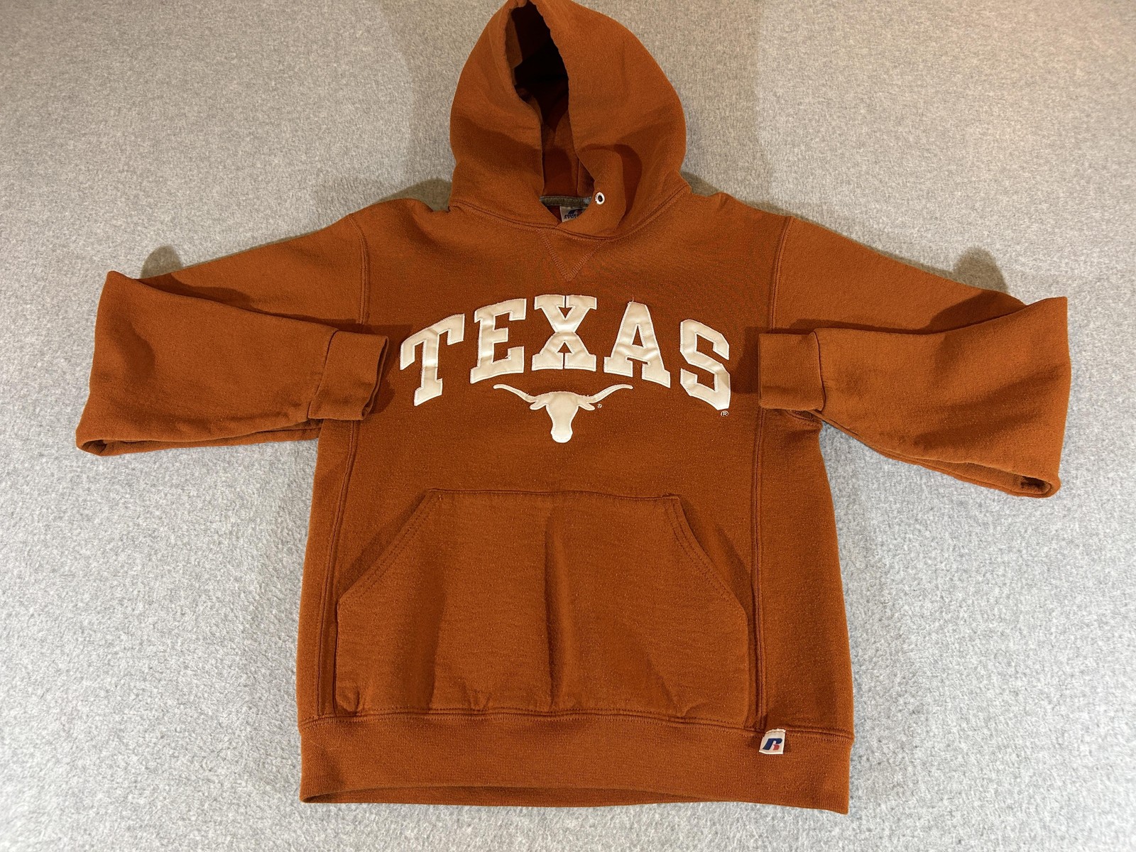 Texas Longhorns Hoodie Mens Small NCAA Sweatshirt Pullover Vintage Fleece Orange