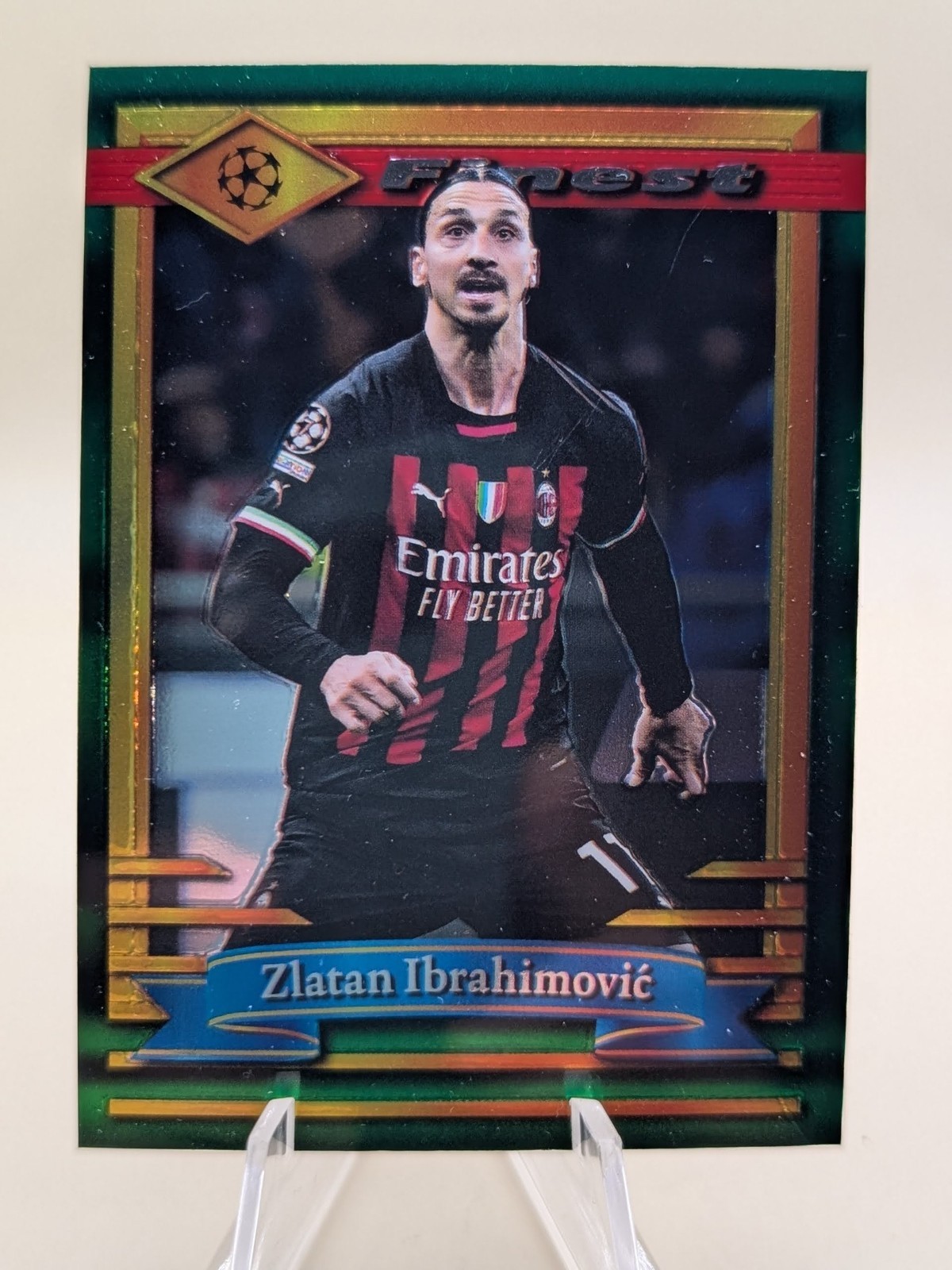 2022-23 Topps Finest Flashbacks UEFA Zlatan Ibrahimovic soccer card #49 AC Milan