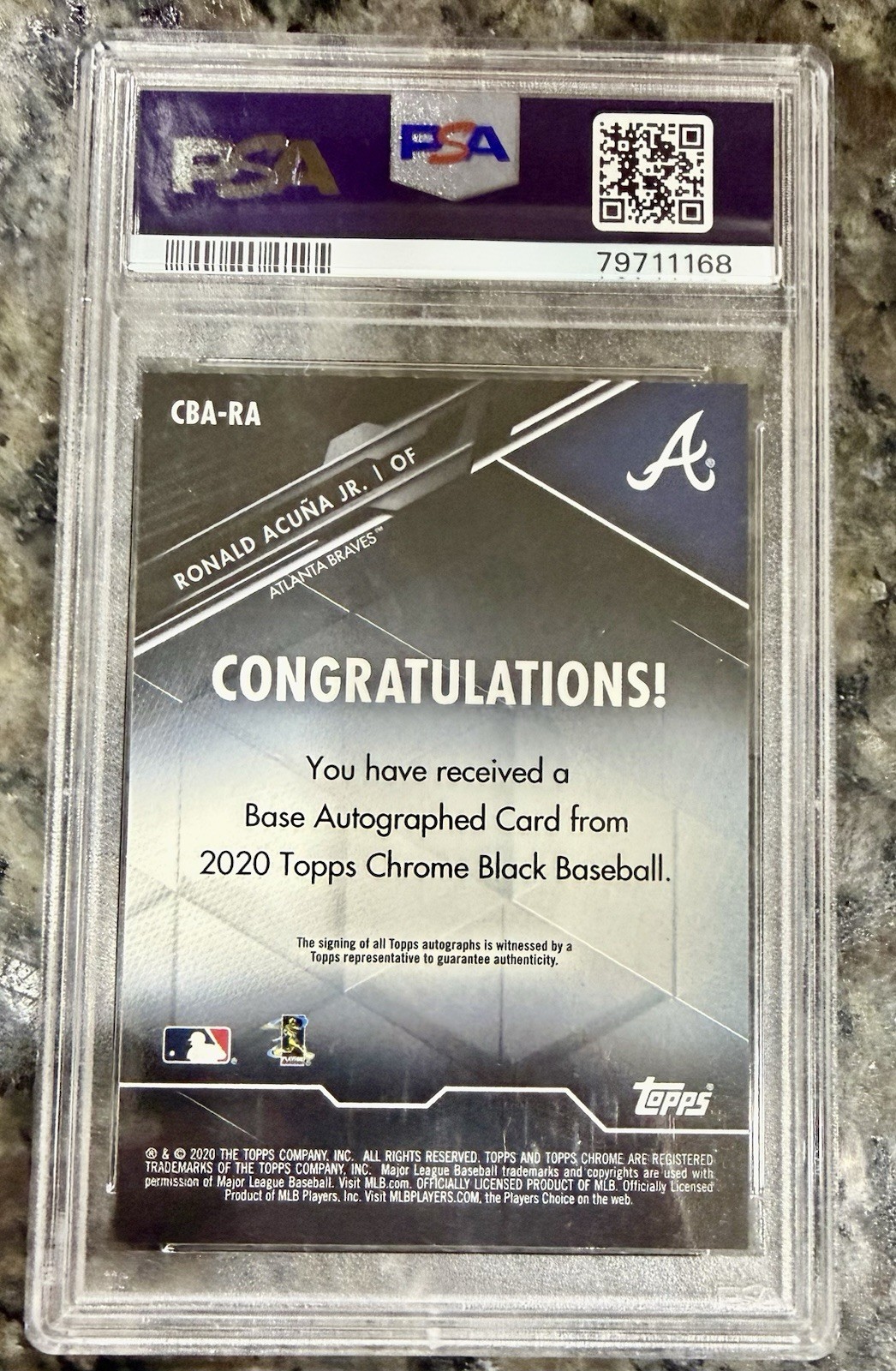 2020 Topps Chrome Black -Autographs Ronald Acuña Jr. #CBA-RA Refractor /150 (AU)