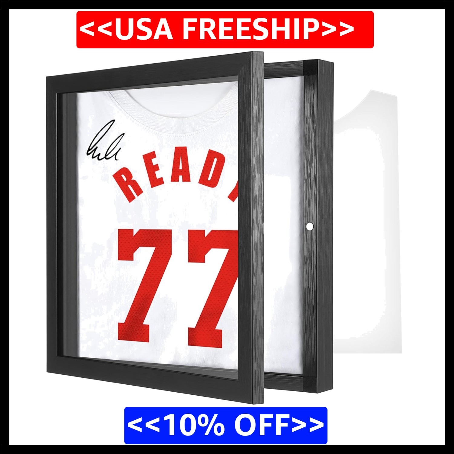 Jersey Wooden Frame Display Case -Shadow Box with 98% UV Protection Acrylic and