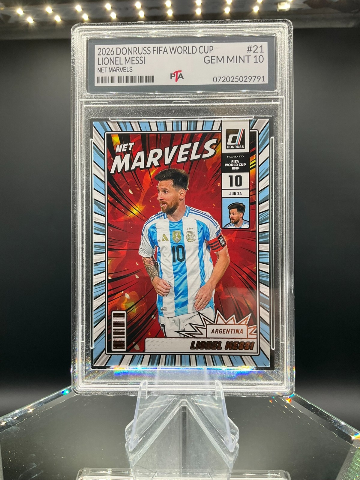 2026 Donruss FIFA World Cup Lionel Messi Net Marvels GRADED GEM MINT PTA 10🔥