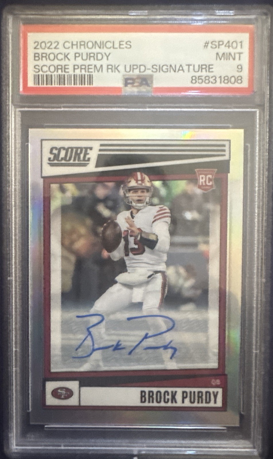 2022 Chronicles Score Premium Rookies SP-401 Brock Purdy (RC) Auto PSA 9 36/75🔥