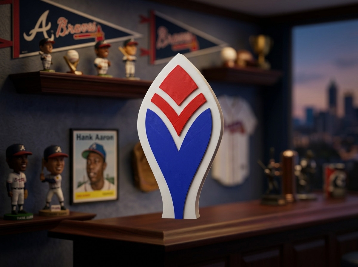 Atlanta Braves Vintage Feather Logo 3D Printed Wall Desk Shelf Decor Retro MLB