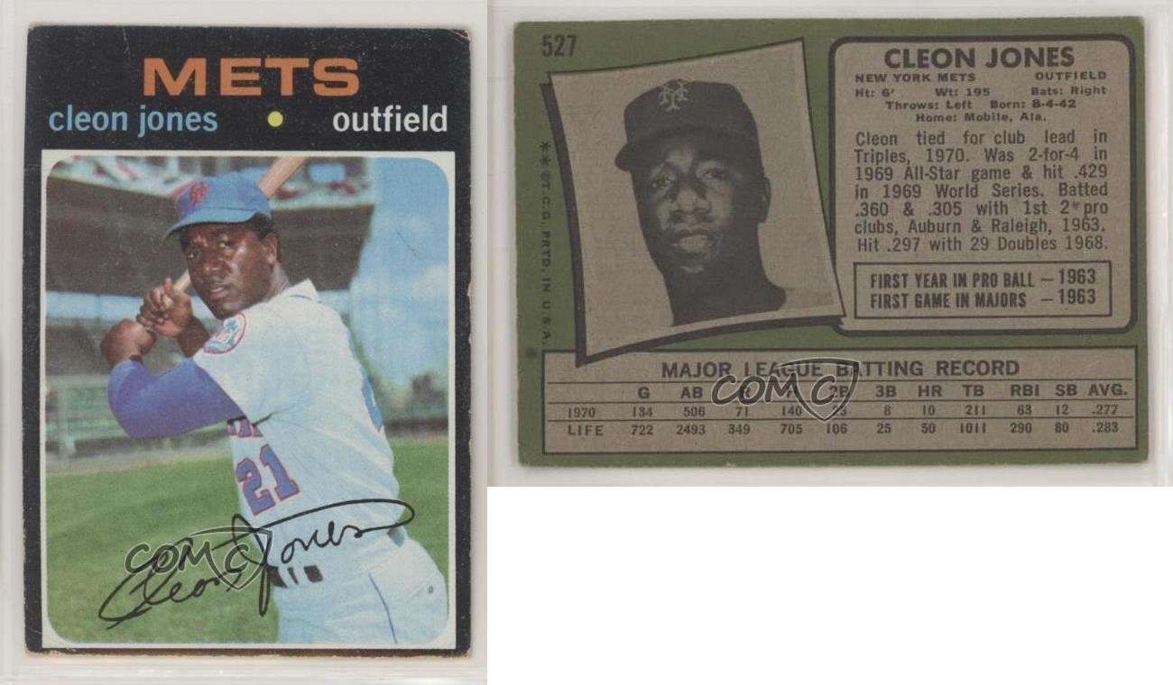 1971 Topps Cleon Jones #527 0a1