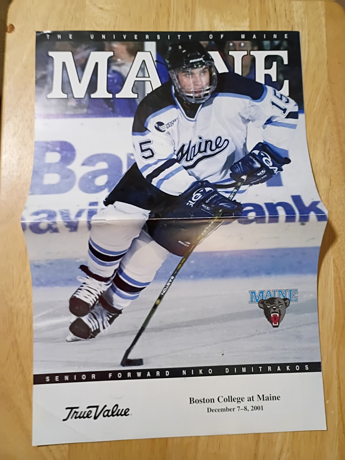 2001 Maine Mens Ice Hockey Game Program BC Boston College At Alfond 12/7-8