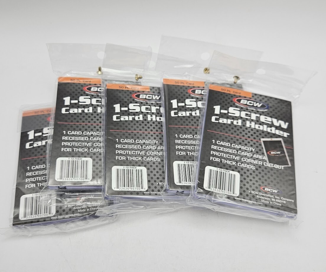 (5-Pack) BCW 1-Screw Screwdown Trading Card Holder Thicker Card 50pt Recessed
