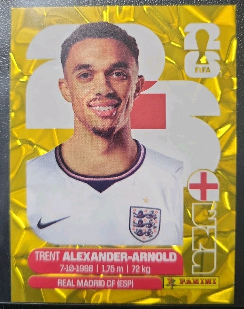 2026 Panini FIFA World Cup Trent Alexander-Arnold #ENG6 Gold Crumple Sticker