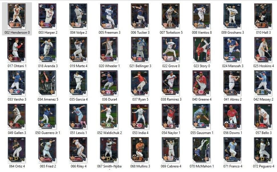 2023 Topps Chrome Base Singles #1-220 – Pick Your Cards