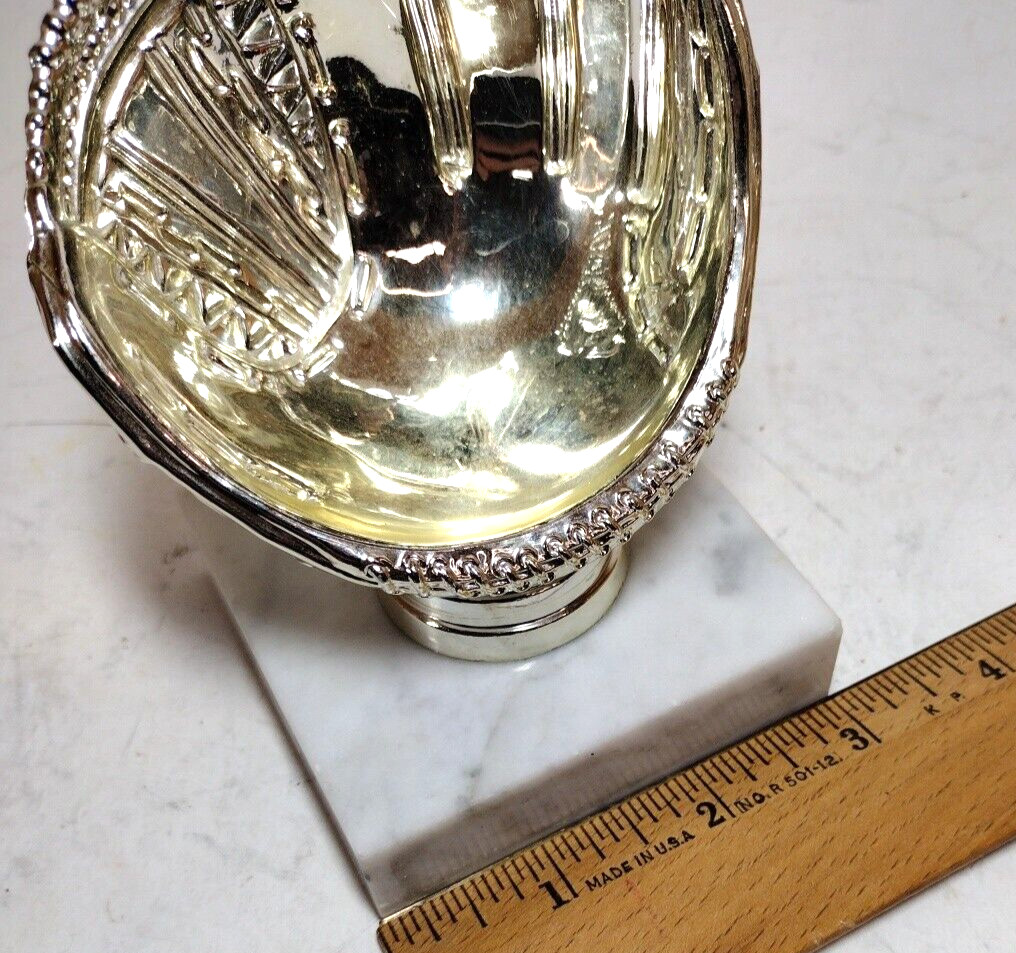 Vintage Trophy Style Prize Baseball Holder White Marble Base Made In Italy