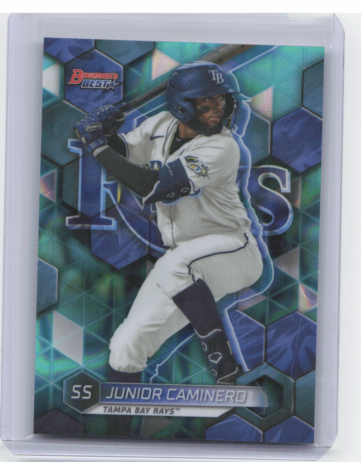 2023 Bowman’s Best #TP-18 Junior Caminero Aqua Lava Refractor #/199