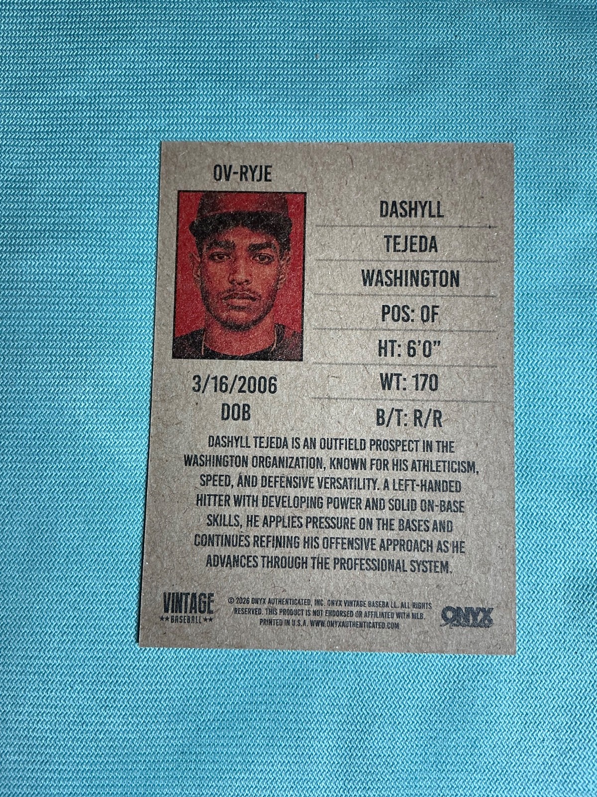 2026 Onyx Baseball Dashyll Tejeda Base Card Washington Nationals