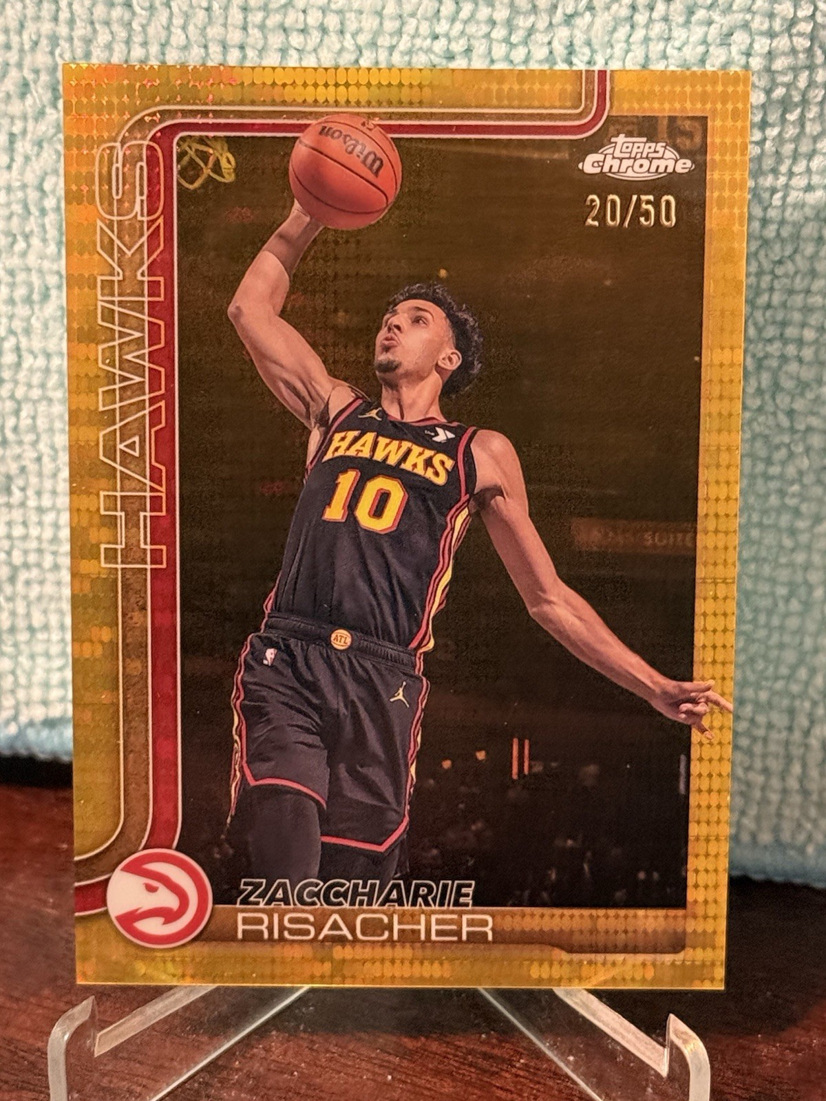 2025-26 Topps Chrome Basketball Zaccharie Risacher Gold Pulsar Refractor /50 #2