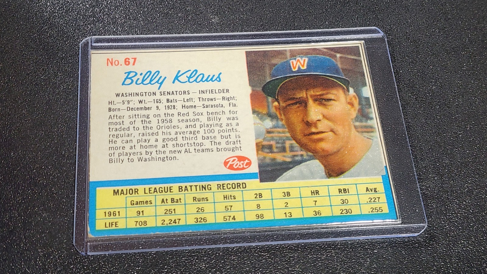 1962 Post – Billy Klaus #67
