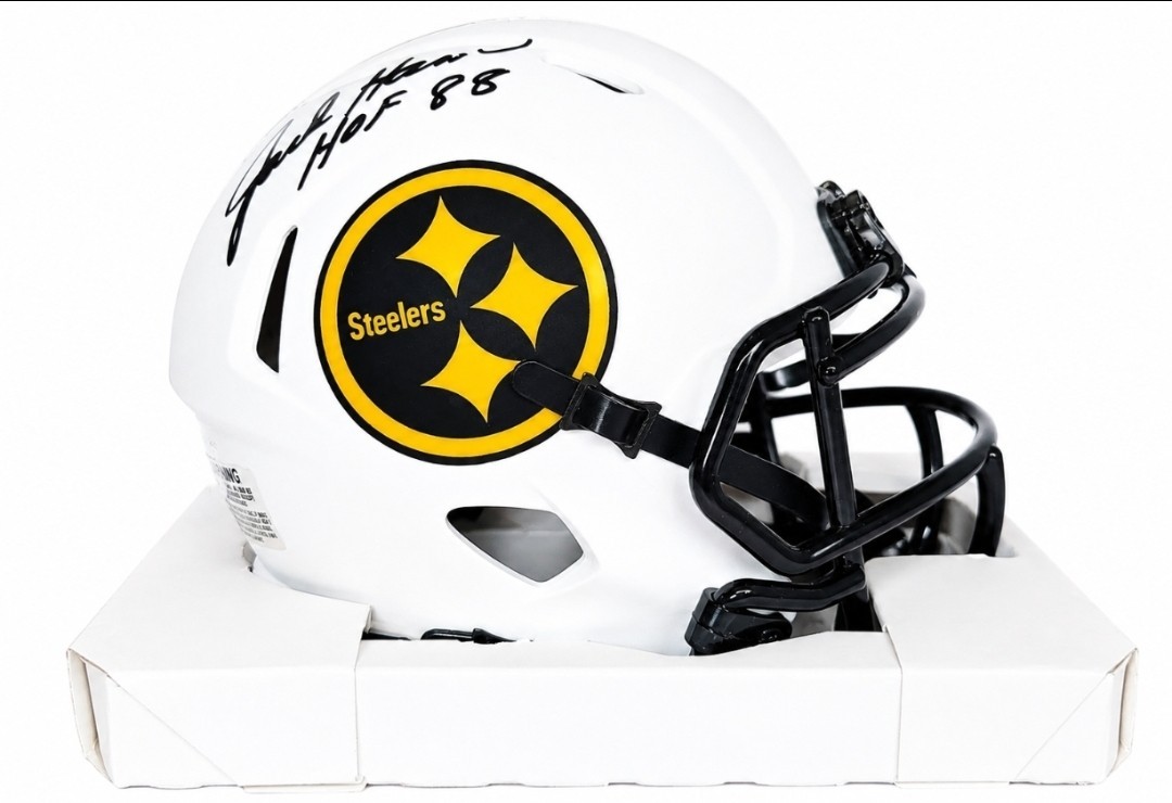 Jack Ham HOF Signed/Inscr White Lunar Mini Helmet Steelers Becket Certification
