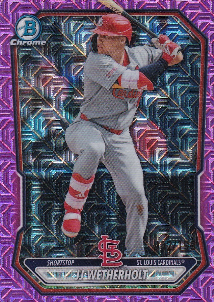 JJ WETHERHOLT /199 BOWMAN CHROME RC MOJO PINK REFRACTOR CARDINALS #BCP-115 2026
