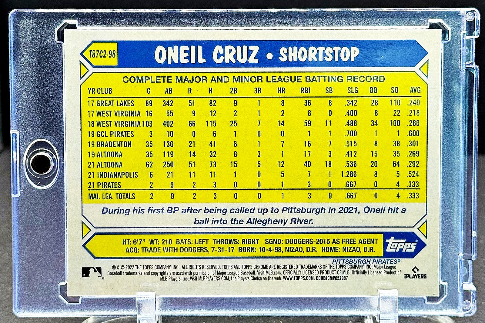 Oneil Cruz RARE REFRACTOR TOPPS CHROME GOLD WAVE INVESTMENT CARD ROOKIE RC SSP!!