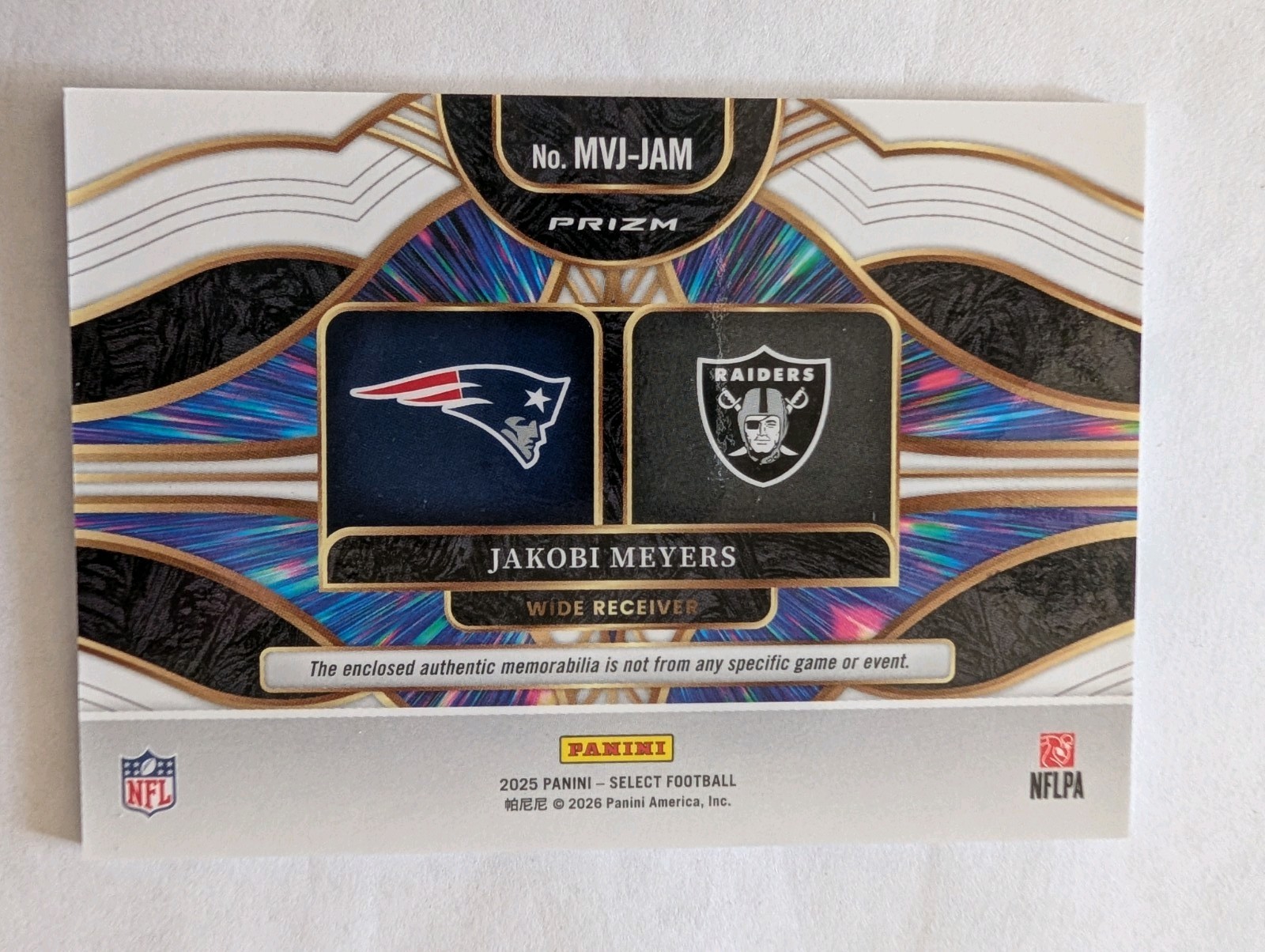2025 Panini Select – Multiverse Jakobi Meyers #MVJ-JAM Red Prizm (MEM)