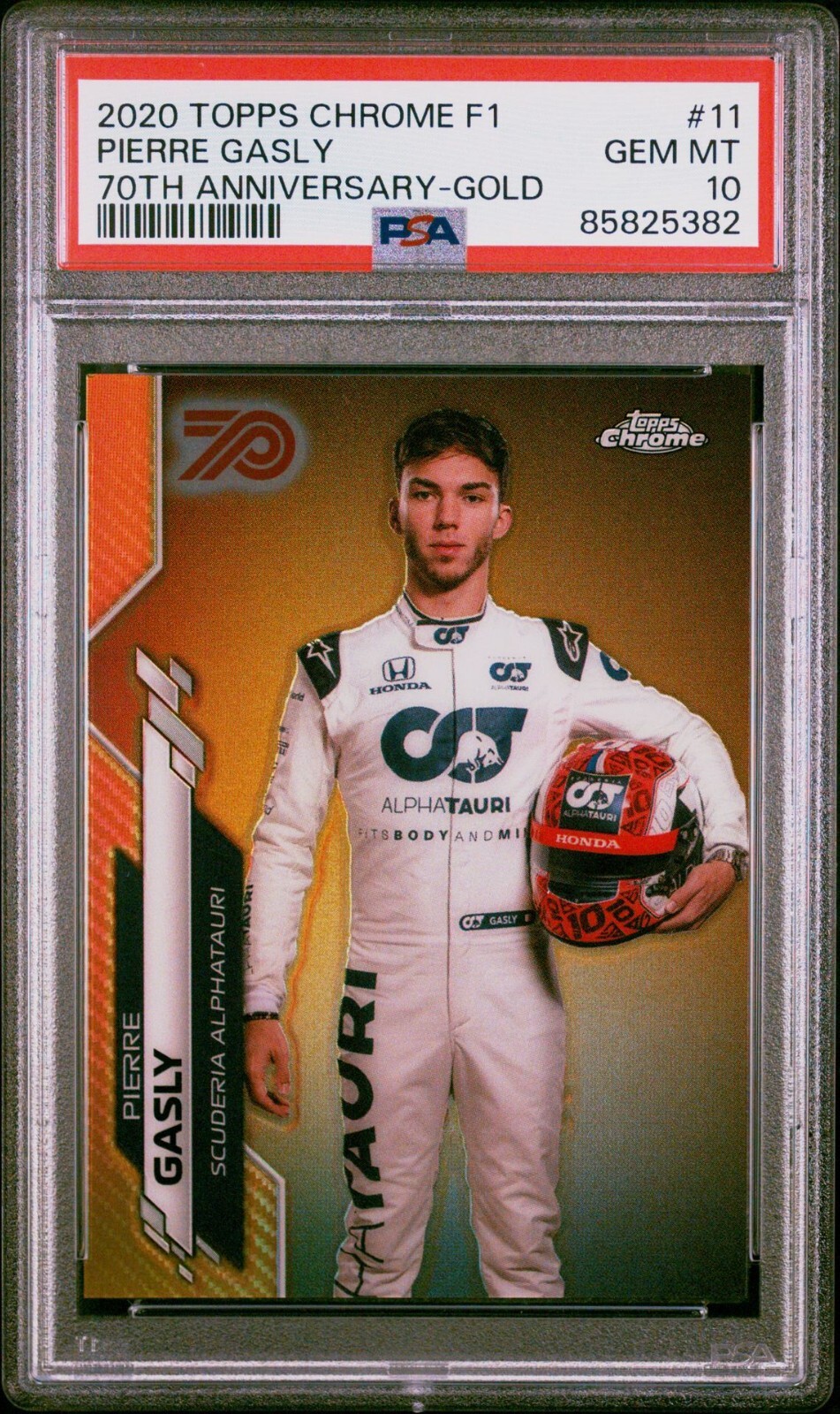Pierre Gasly 2020 Topps Chrome Formula 1 Gold 70th Refractor PSA 10 #11 F1 RC