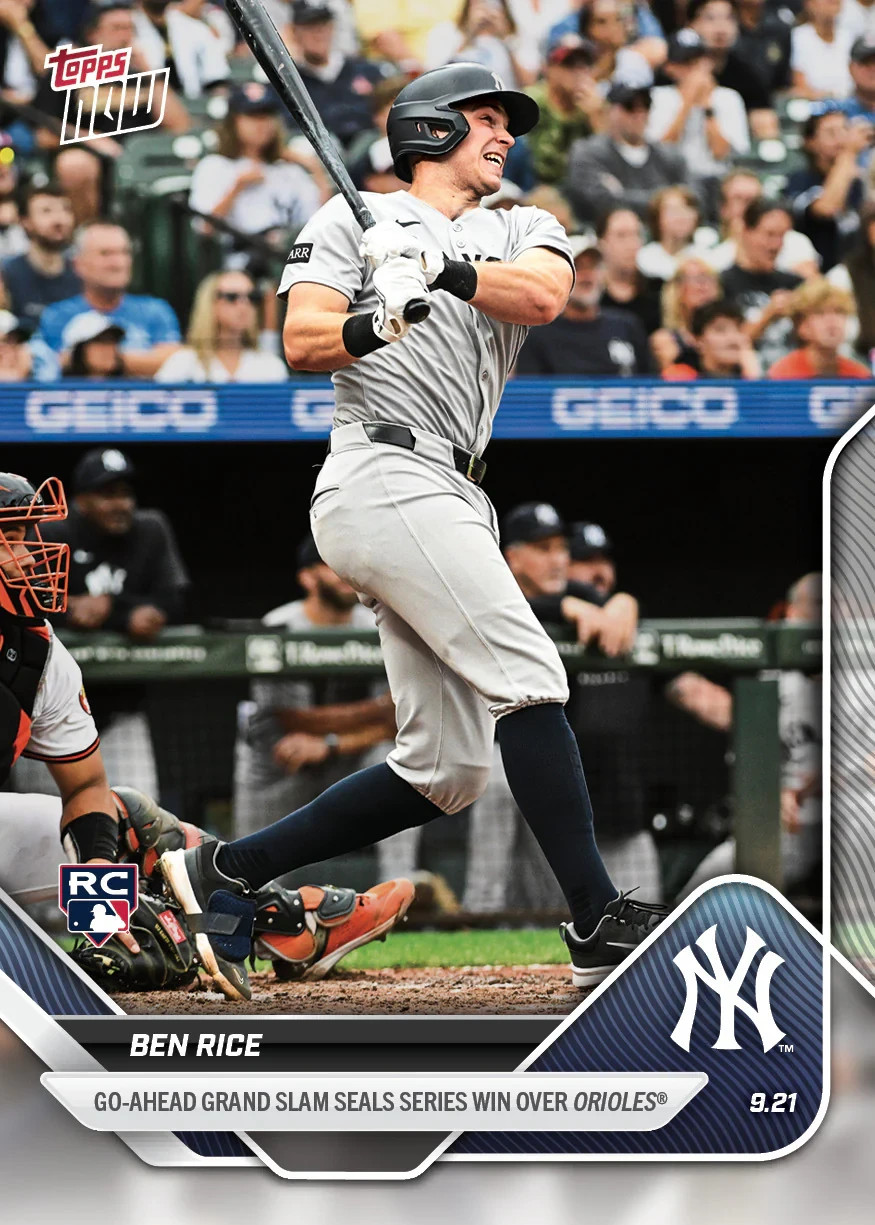 2025 Topps Now Card 743 Ben Rice Go Ahead Grand Slam -RC -25 Cents Shipping!