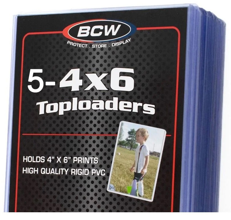 5 BCW 4×6 Toploaders & 5 Inner Soft Sleeves Rigid Card Photo Storage Premium