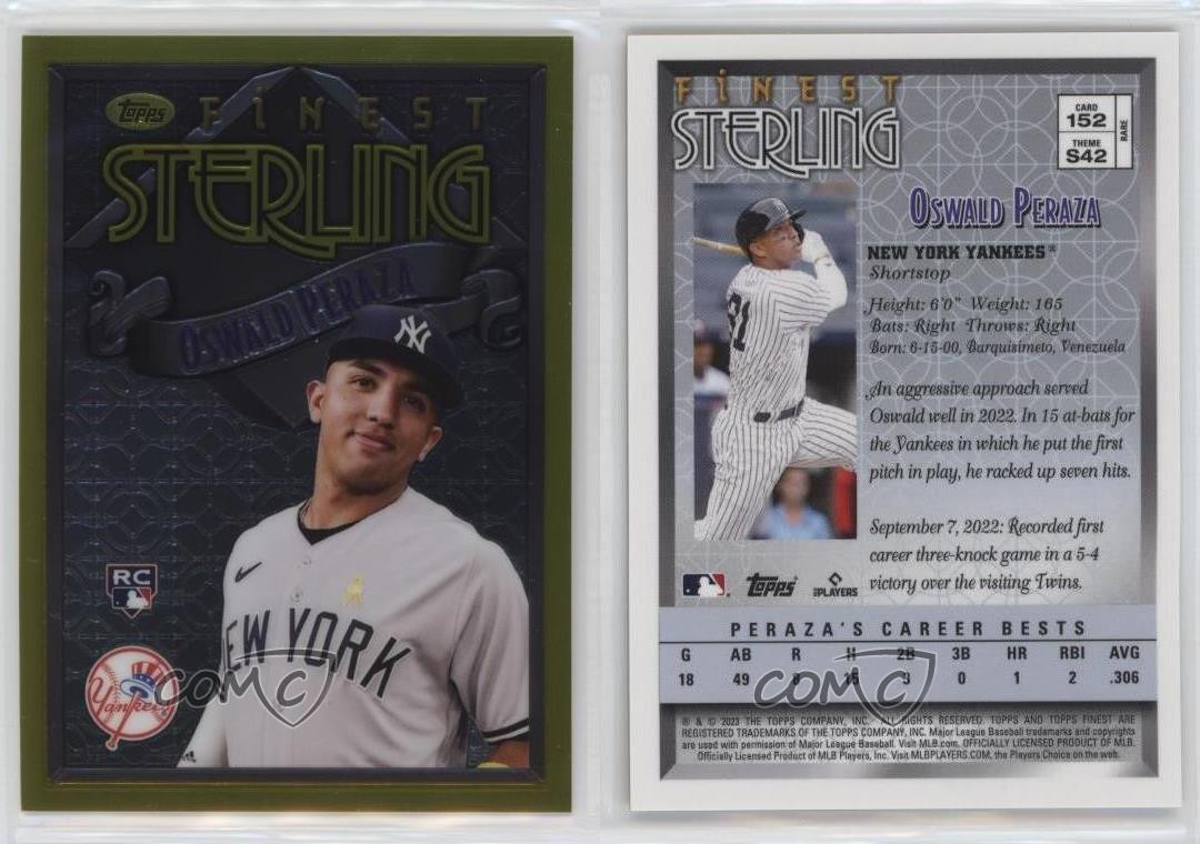 2023 Topps Finest Flashbacks Sterling Rare Gold Oswald Peraza #152 Rookie RC v9t