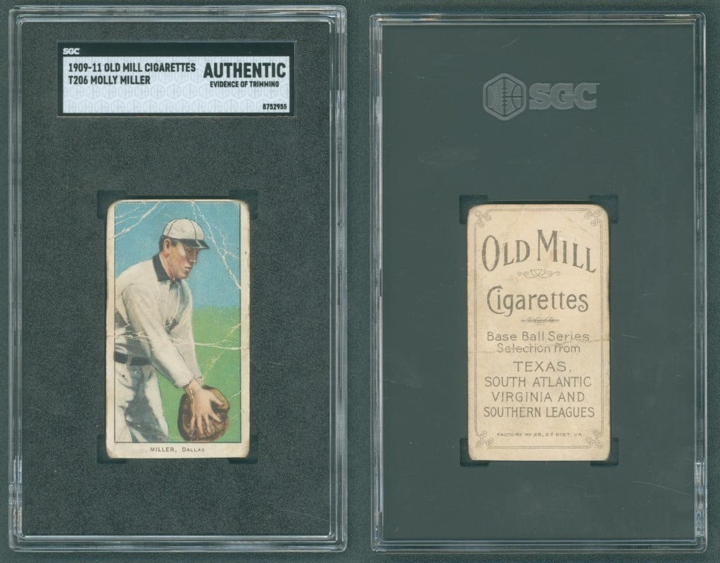 1909 T206 Molly Miller Dallas SL SGC A ***Old Mill Southern League***