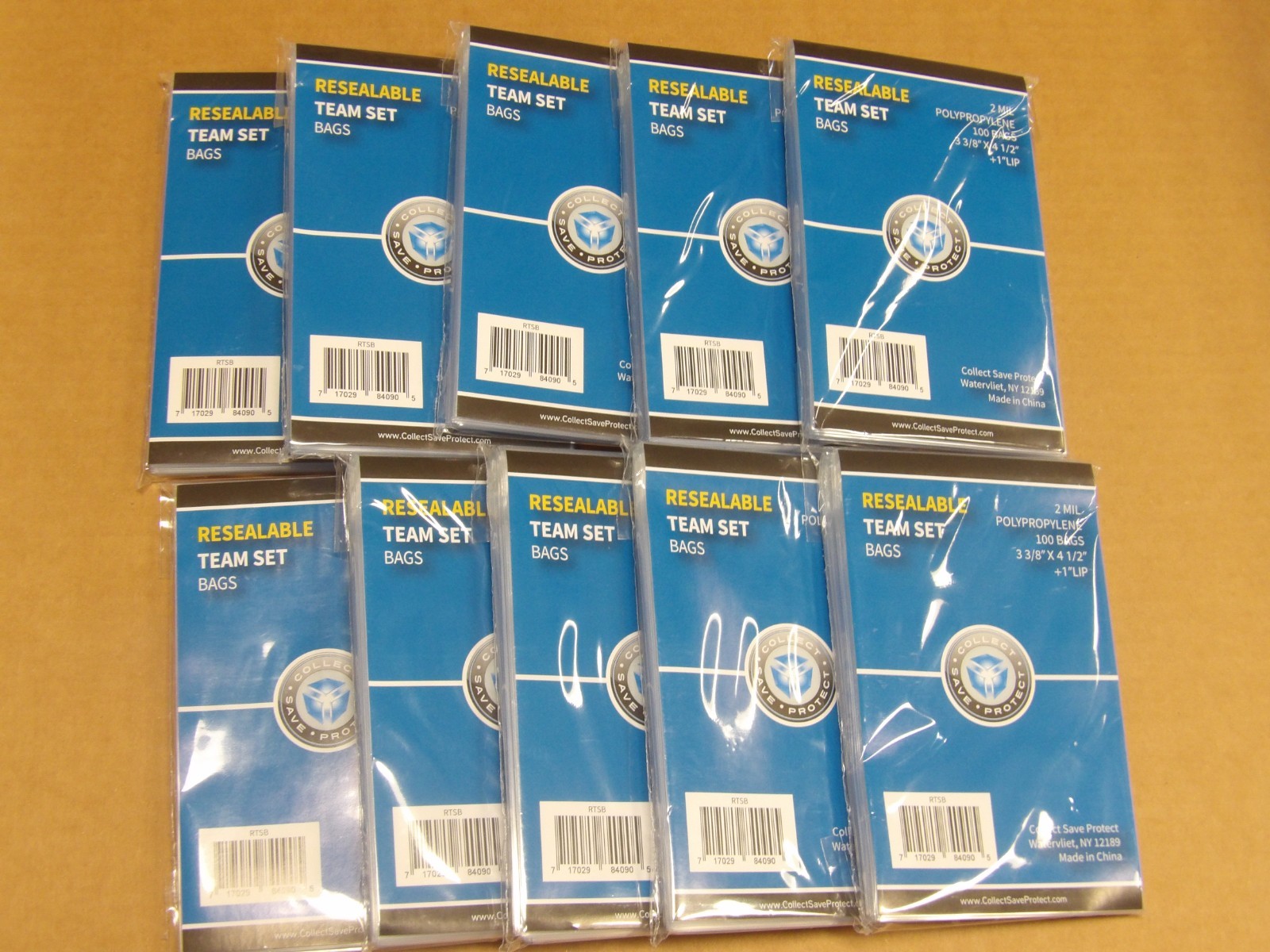 Lot of 1000 CSP Team Bags Resealable Sleeves Great for Toploaders 10 Packs